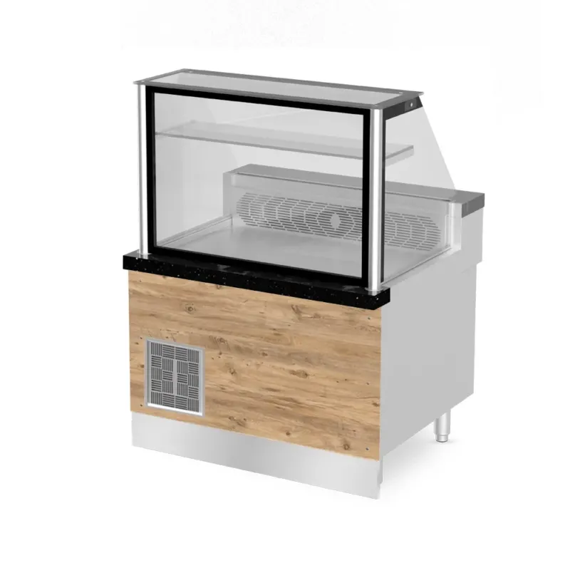 PRO LINE Fleischtheke 100x88x134cm, schwarzer Granit, LED Beleuchtung