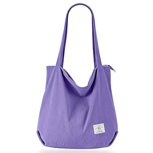 cord bag shoulder bag with zipper, large shopper bag tote bag handbag shoulder bags for work office travel shopping school and everyday life