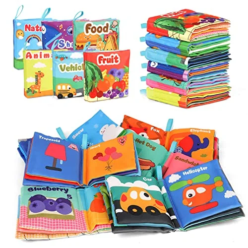 Baby book cloth book from 0-6 months, 6 crackle book baby, feel book, baby toys