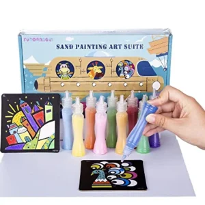 Packs Sand Painting Cards Art Kids Coloring DIY Paper Craft Kit with 10 Bottles Coloring Sand