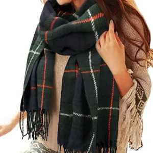 Plaid triangle scarf winter, pashmina scarf soft tassel wrap scarf