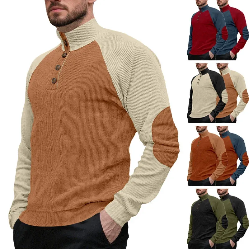 Herren Strickpullover mit modernem Stehkragen und Knopfleiste – Norvane
