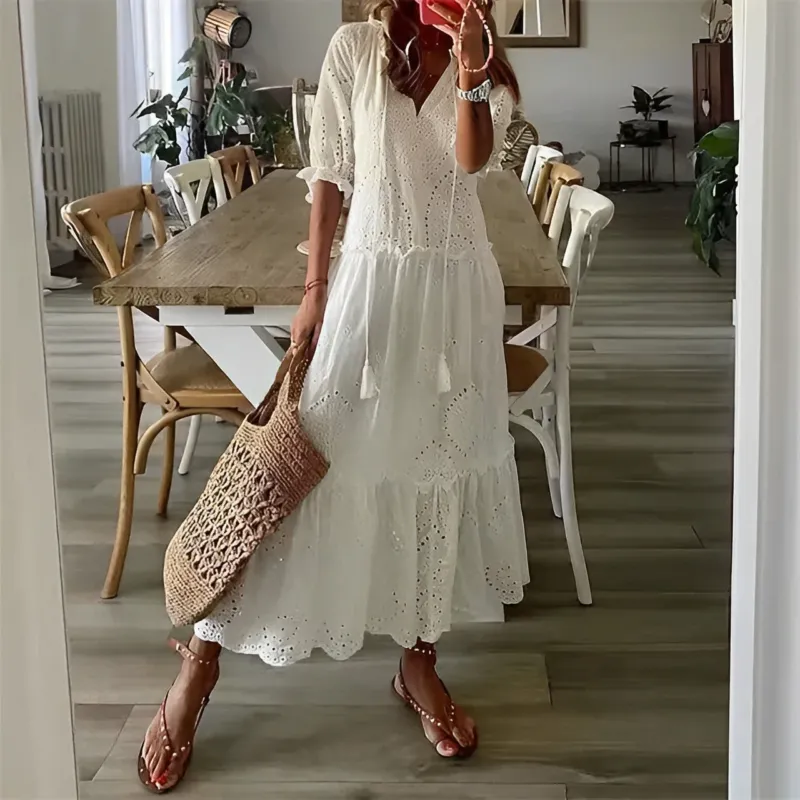 Stylisches Weißes Sommerkleid – Valéora